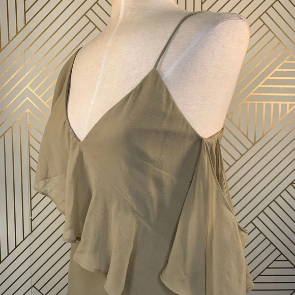 Keepsake the Label Cosmic Girl Ruffle Dress in Willow Tan Beige Green Size Small - Picture 6 of 11